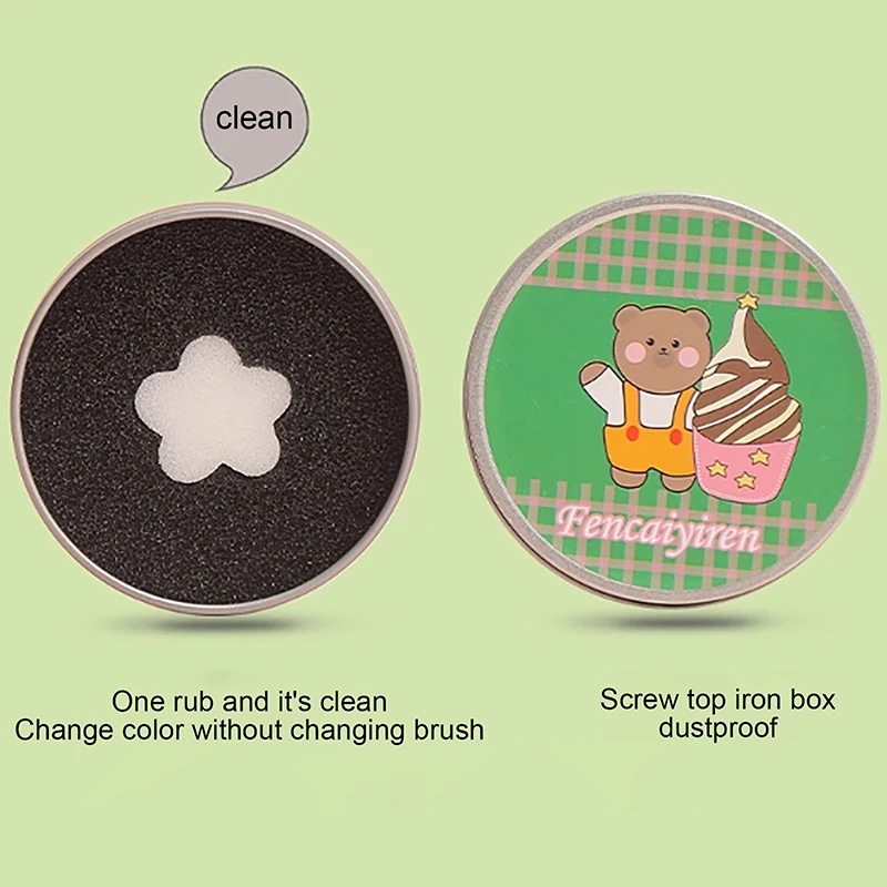 1Pcs Double-Use Makeup Brush Dry Cleaner Box Eye Shadow Brush Color Remover Sponge with Brush Washing Scrubber Cleaning Kit