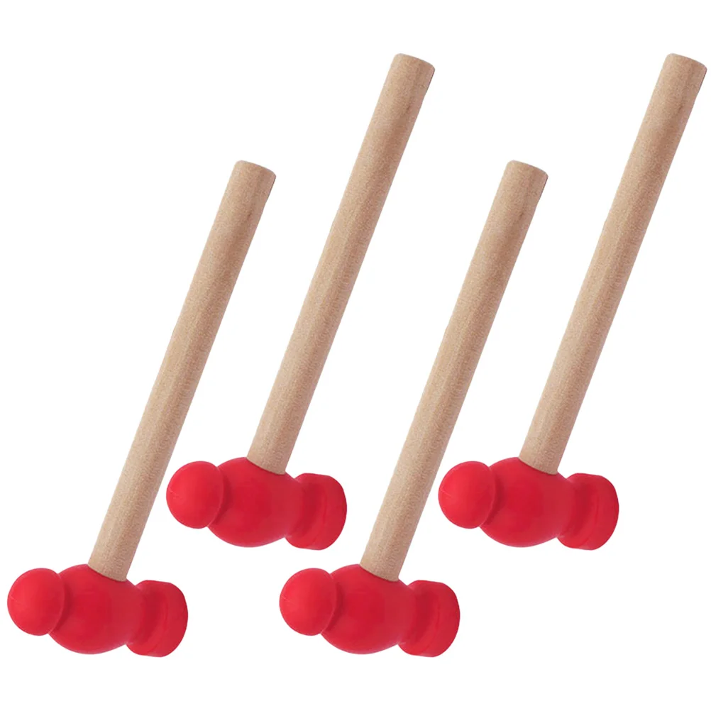 4 Pcs Small Wooden Hammer Pounding Hammers Toys for Kids Children's Day Gift Educational Beating Gavel Lightweight Practical