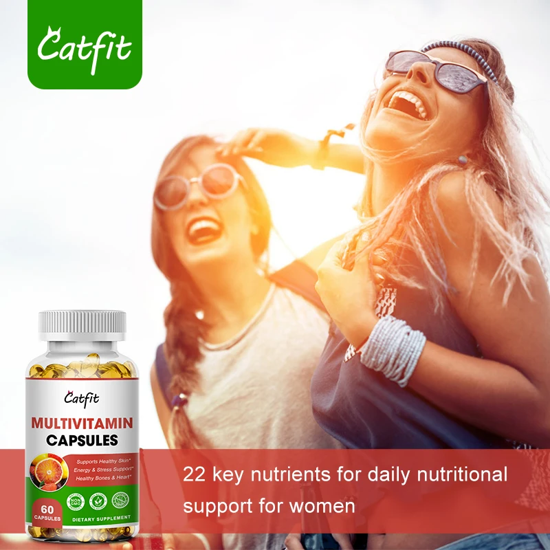 Catfit 5In1 Compound Vitamin Capsule Vitamin A B6 B12 VC VE A Health Care Daily Vitamin for Adults and Children