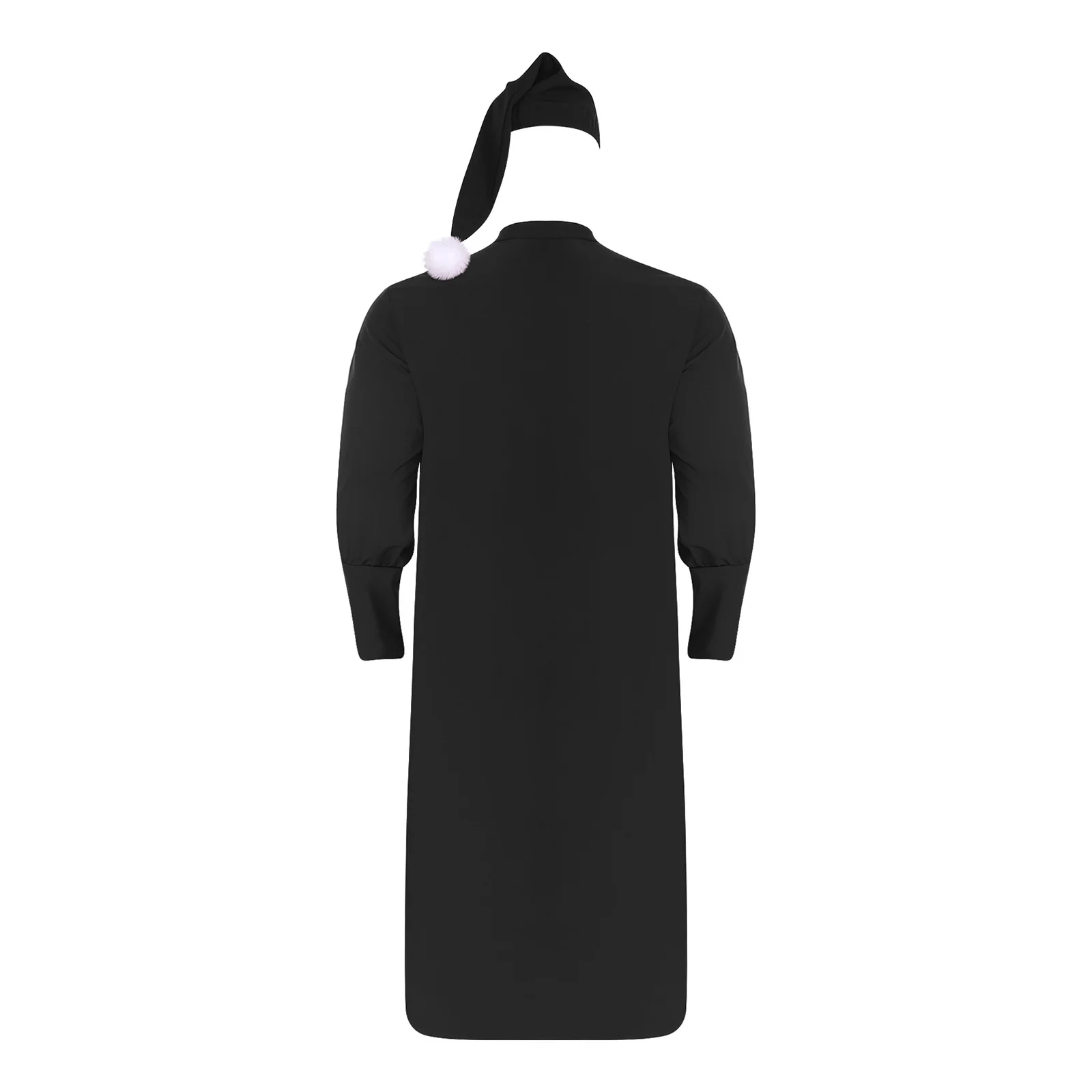 Men Long Sleeve Vintage Renaissance Sleep Robe Loose Nightgown with Hat Pajamas Set Christmas Carnival Sleepwear Party Costume view 2