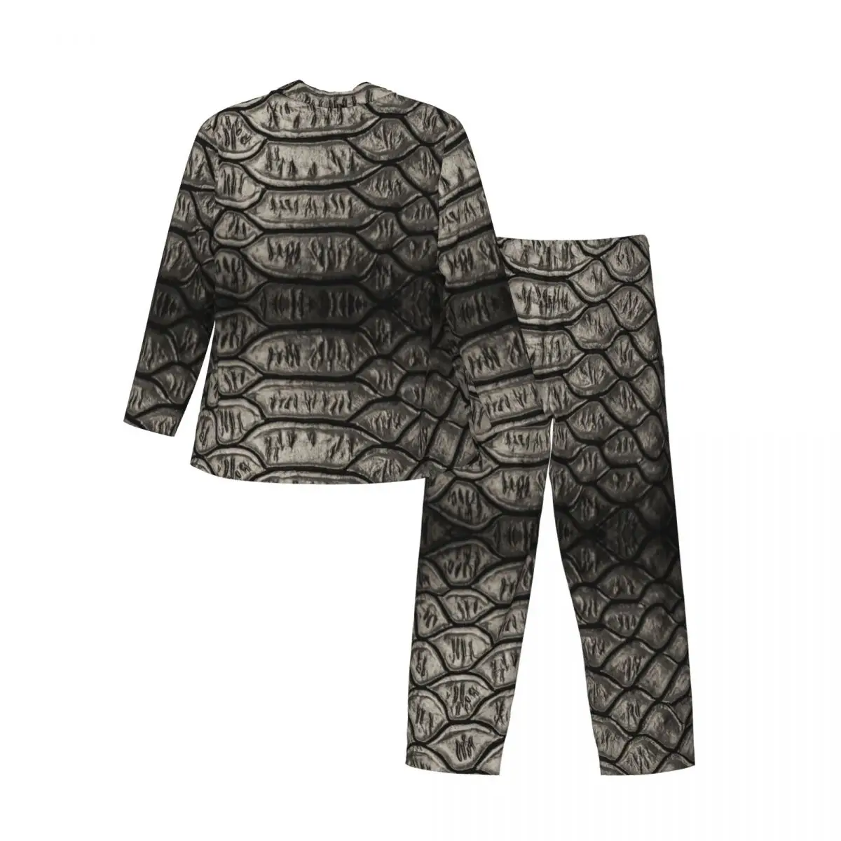 Men Pajamas Set of Autumn Winter Long-Sleeved Snake Skin Home Clothing Sleepwear 2PCS/Set