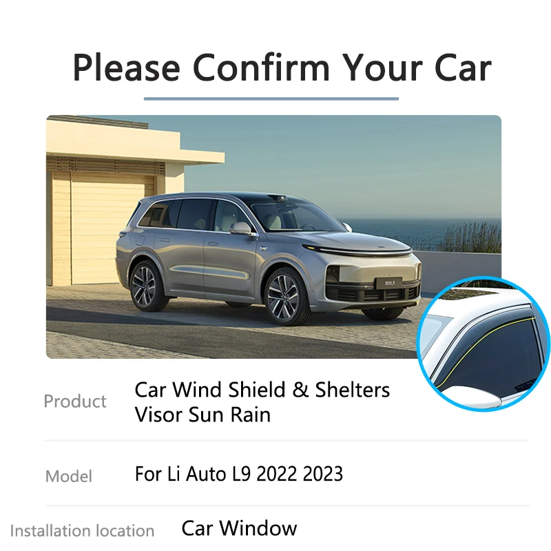 For Li Auto Lixiang Leading Ideal L9 2022 2023 Side Sun Rain Window Visor Vent Shades Deflectors Guard Awning Cover Accessories