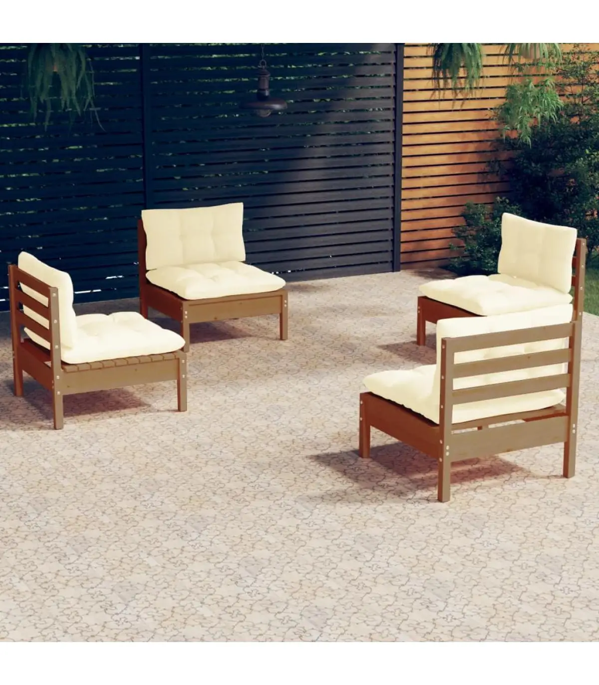 Garden sets garden furniture 4 pieces cushions pine wood cream