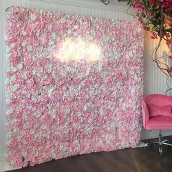 Outdoor Artificial Flower Walls for Decoration Pink Silk Flowers Panel Christmas Backdrop Decor Home Party Flores Artificiales