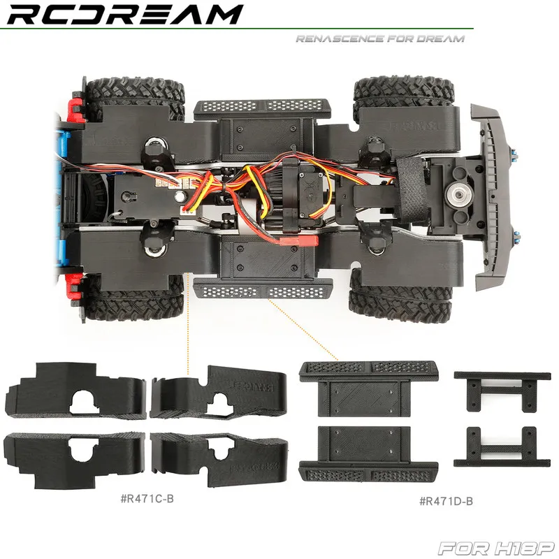 RCDream MJX H18P Wheel Arch Liner  Side Rock Slider Step Bar Original Upgrade Parts Accessories Replacement