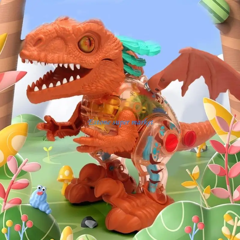 090B لعبة روبوت كهربائي يمشي على شكل ديناصور، لعبة مشي شفافة للأولاد والبنات #2