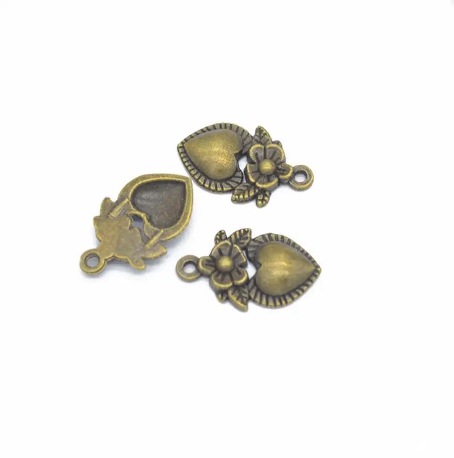 200pcs Charms Flower Heart 18*12mm Tibetan Silver Color Pendants Antique Jewelry Making DIY Handmade Craft F0480