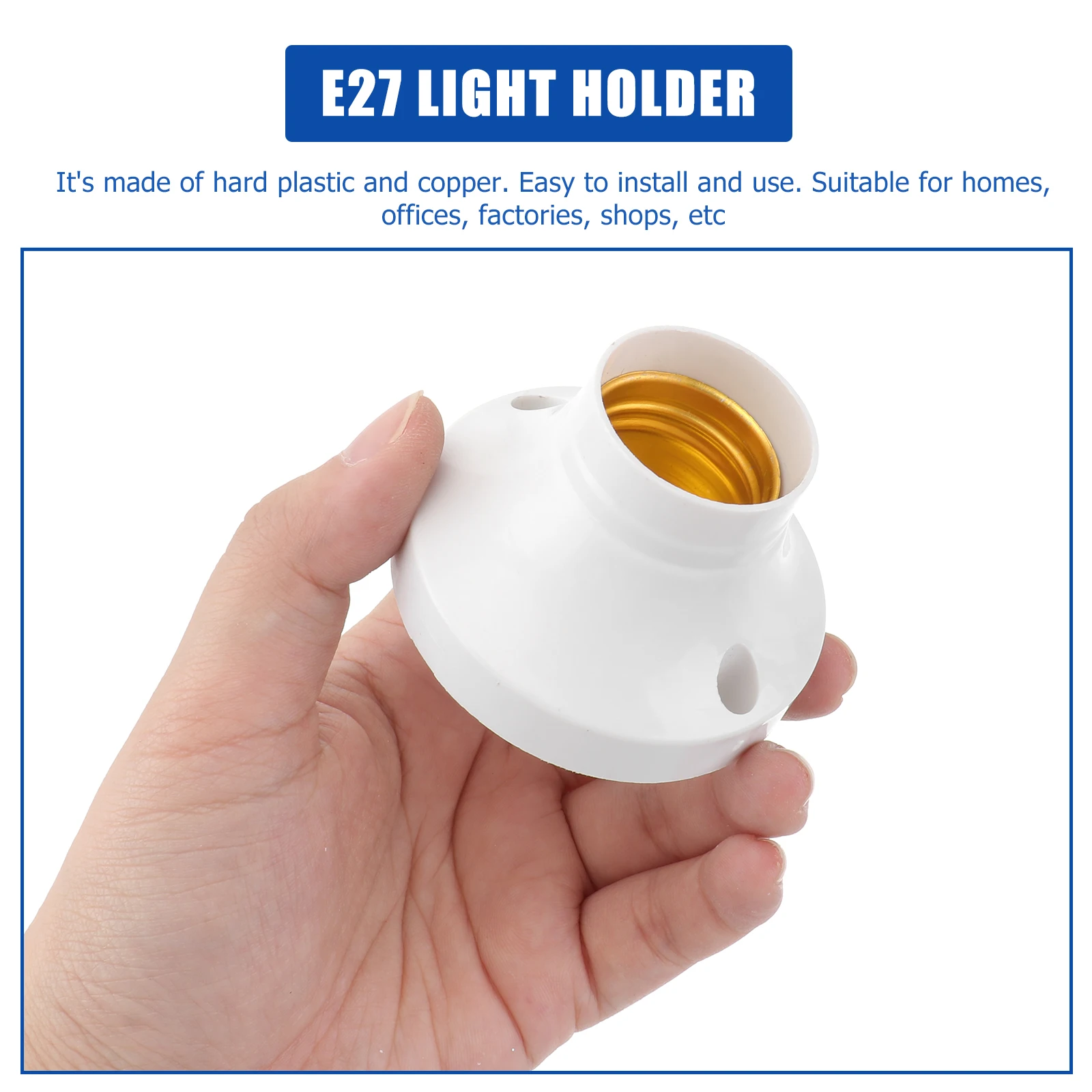 

10Pcs E27 Screw Type Plastic Lamp Holder White 250V 6A Copper Socket Light Base for Home Office Factory Use E27 Socket