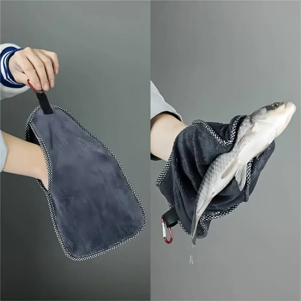With Hook Fishing Towel Quick Dry Fabric Hands-Free Carry Camping Towel Compact Size Easy Wipe Design Fishing Accessories