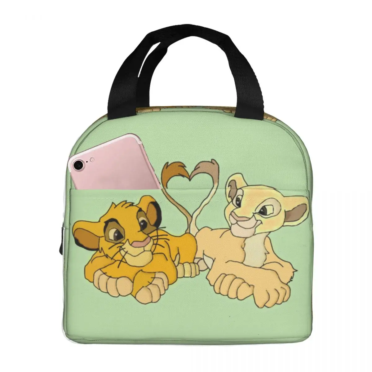 

Многоразовая термосумка для обедов Custom Liones Anime Kinges, женская, герметичная, с изображением Хакуна Матата и Симбы, для работы