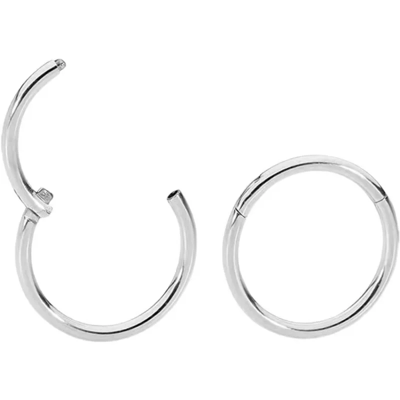 2 buah/lot tindik bibir cincin Septum berengsel mengklik baja tahan karat cincin tindik hidung anting Helix cincin Universal Perhiasan Tubuh