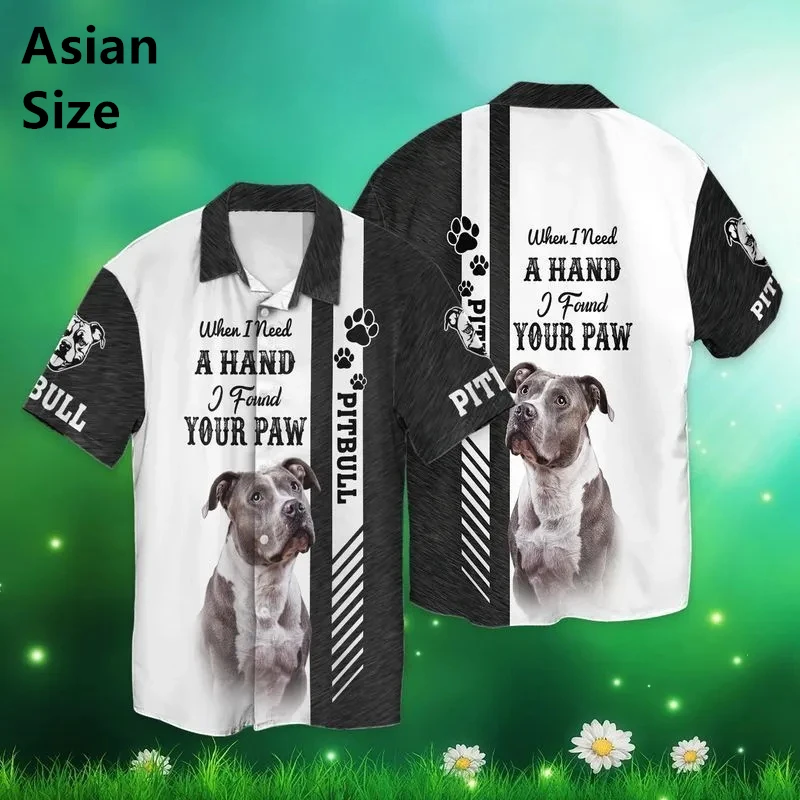 New Summer Sale Hawaiian Shirt For Men 3d Pitbull Dog Animel Man Shirts Beach Oversized Funny Clothing Fashion Short Sleeve Tops