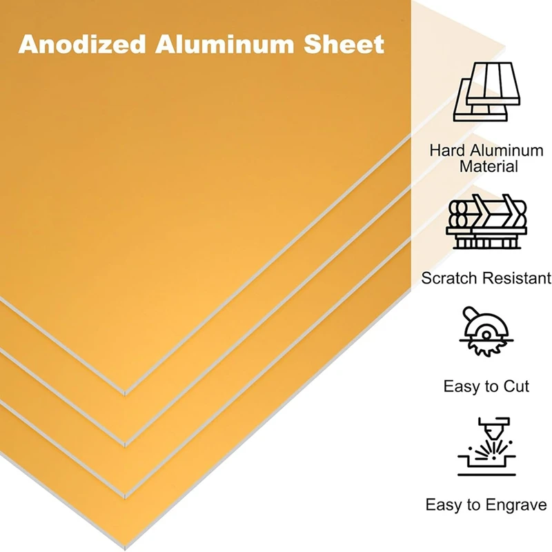 Folha de alumínio anodizado 3.3x2.1x1/32 Polegada, placa de alumínio retangular de metal de 10 pces 0.8mm espaços de gravação grossos para laser