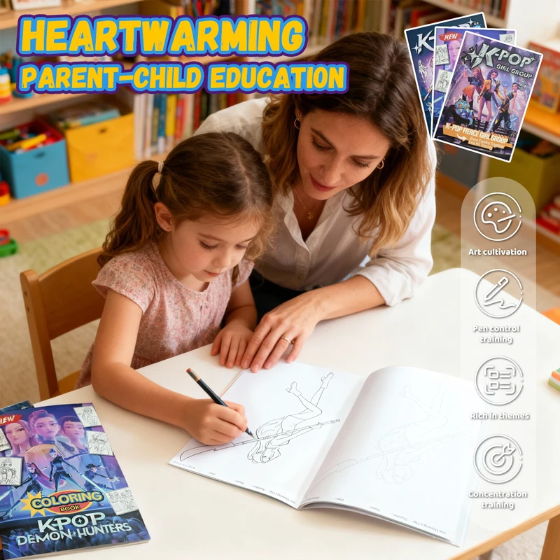 KPop شيطان الصيادين كتب التلوين الكرتون رسم نسخة ألبوم تتبع رسومات الاطفال DIY بها بنفسك اللون ملء الكتابة على الجدران كتاب الهدايا اللعب