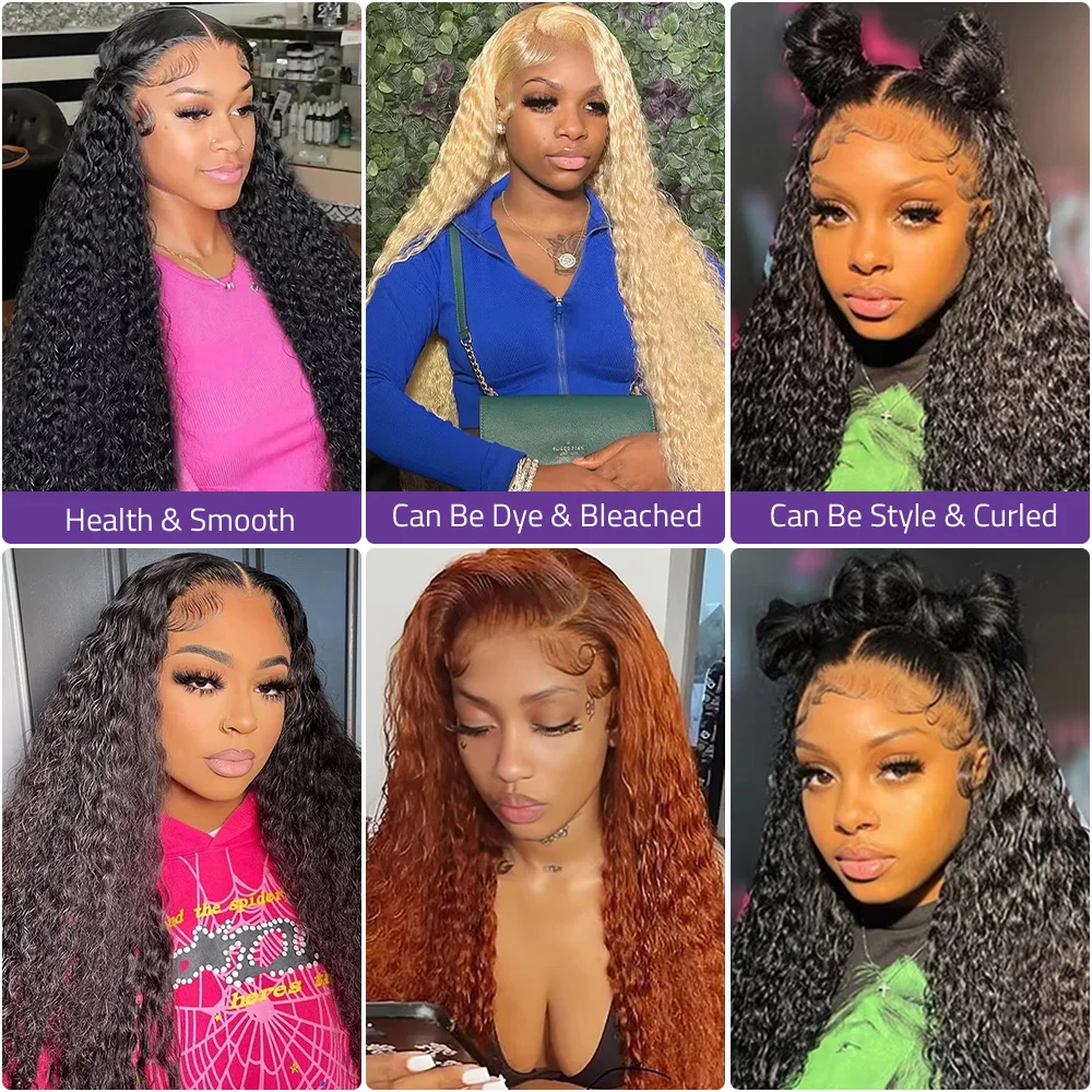 38 بوصة موجة عميقة أمامي الدانتيل الباروكة 13x4 13x6 HD الدانتيل شعر مستعار أمامي 100% شعر الإنسان 200% الكثافة الأسود موجة عميقة شعر بشري مجعد شعر مستعار