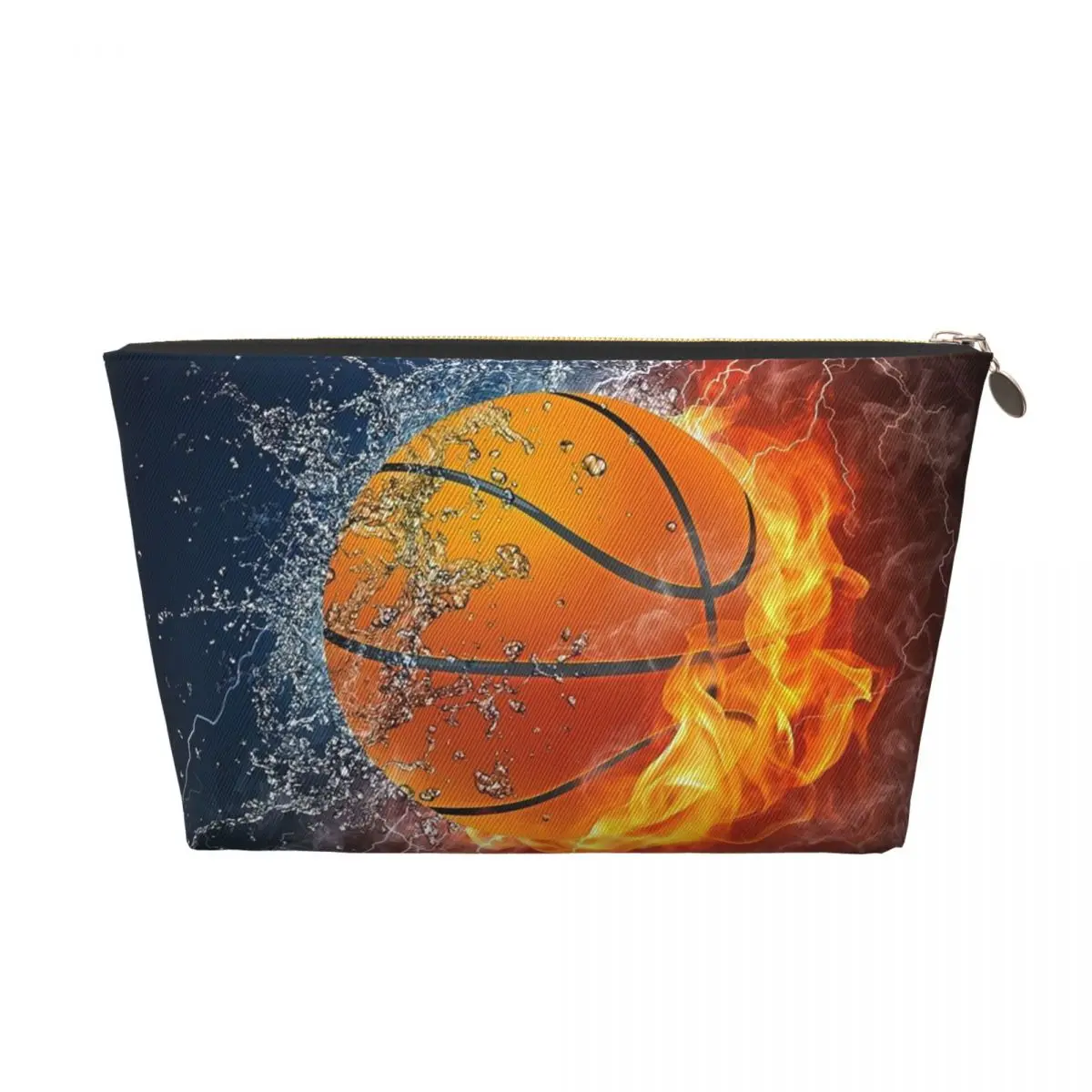 Custom Basketball Ice And Fire Makeup Bag Women Travel Cosmetic Organizer Kawaii Sport Player Storage Toiletry Bags