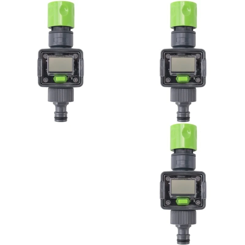 N96R 3X Digital Water Flow Meter IPX6 Garden Hose Water Calculate Consumption Water Flow Rate 3/4Inch Thread Connectors