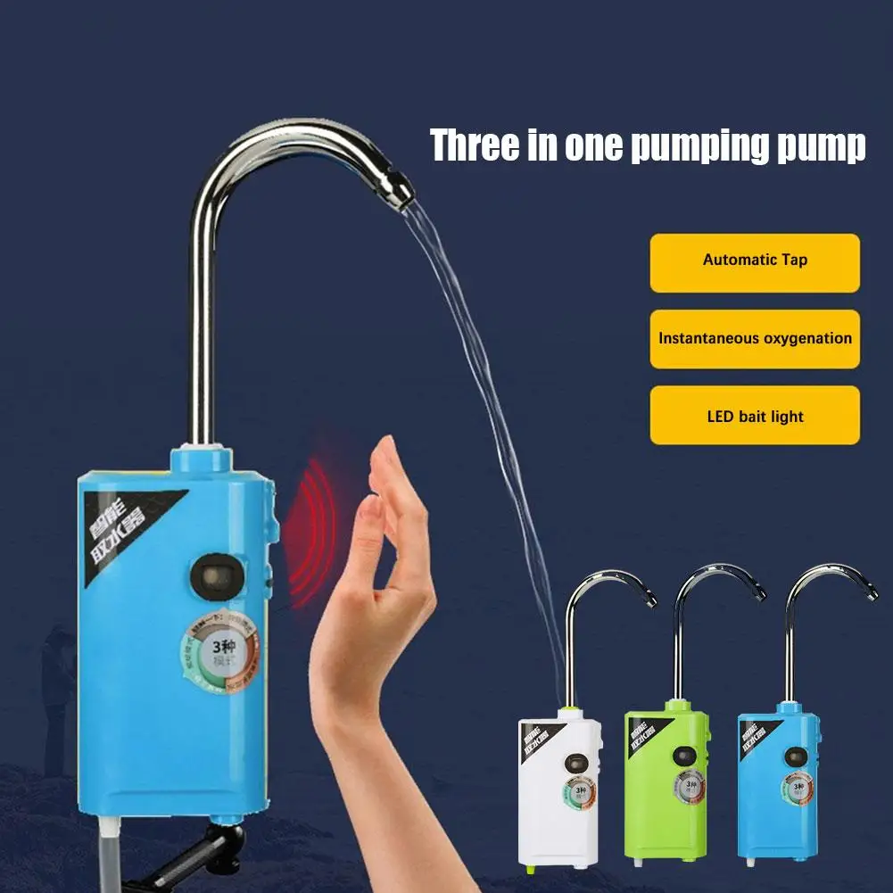 

Outdoor Fishing Air Pump Multi-Function LED Lighting USB Automatic Rechargeable Tackle Aerator Pumping Fishing Accessories T8K1