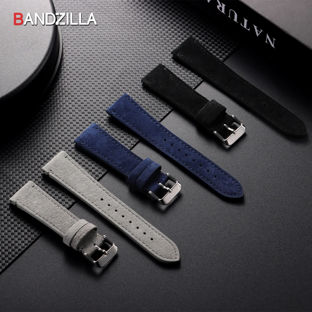 20mm 22mm Vintage Wildleder Leder Uhrenarmband für Seiko Handgefertigte Nähte Armband für Rolex Universal Quick Release Armband – Detail 1