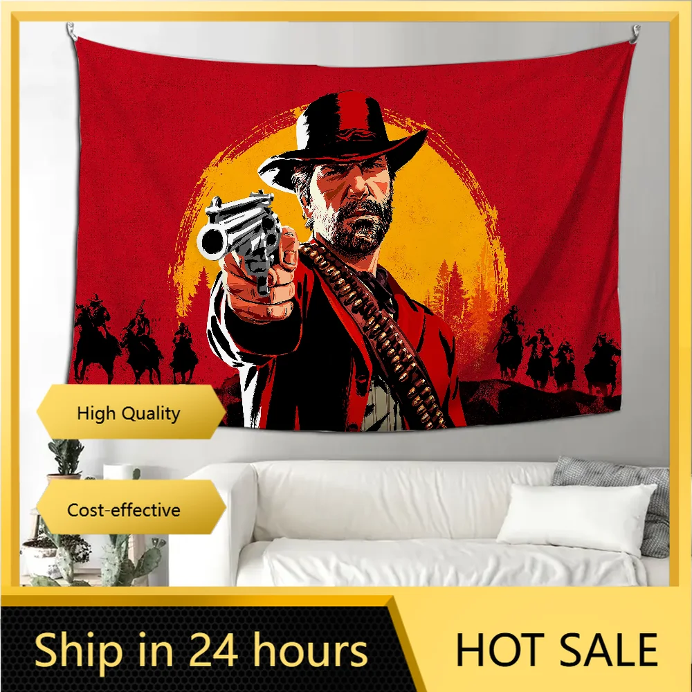 

R-Red Dead-Redemption Game Tapestry Decoration party Background Hanging Cloth Bedroom Tapestry Room Decor Aesthetic