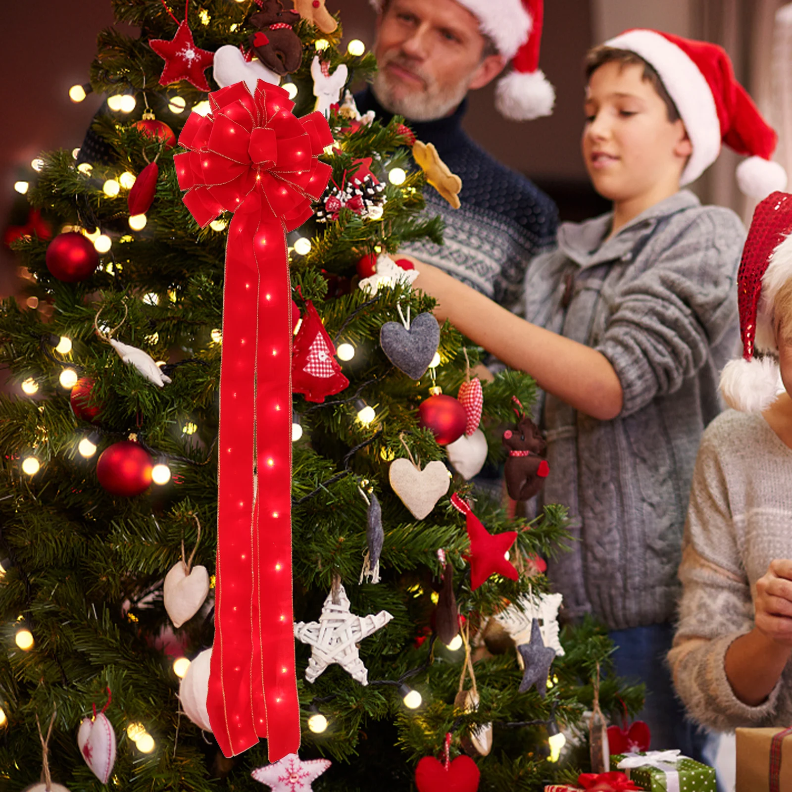 

Christmas Lighting Bowknot Premium Luminous Xmas Tree Hanging Pendant Bright Colorful Xmas Decoration Prop Christmas Pendant