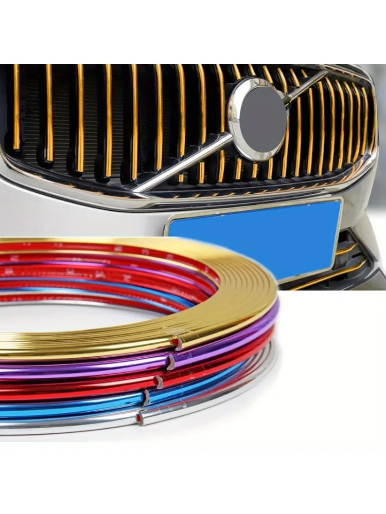 Autocollant de protection de jante de roue de voiture, 8M, bande de moulage chromée, garniture de calandre, décoration de pare-chocs, lumières de moyeu de pneu extérieures