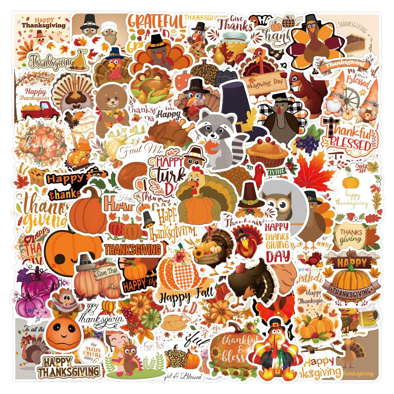 

10/55/110PCS Thanksgiving Day Easter Graffiti Sticker Pumpkin Turkey Cartoon Decal Notebook Phone Guitar Cup Car Kid Toys