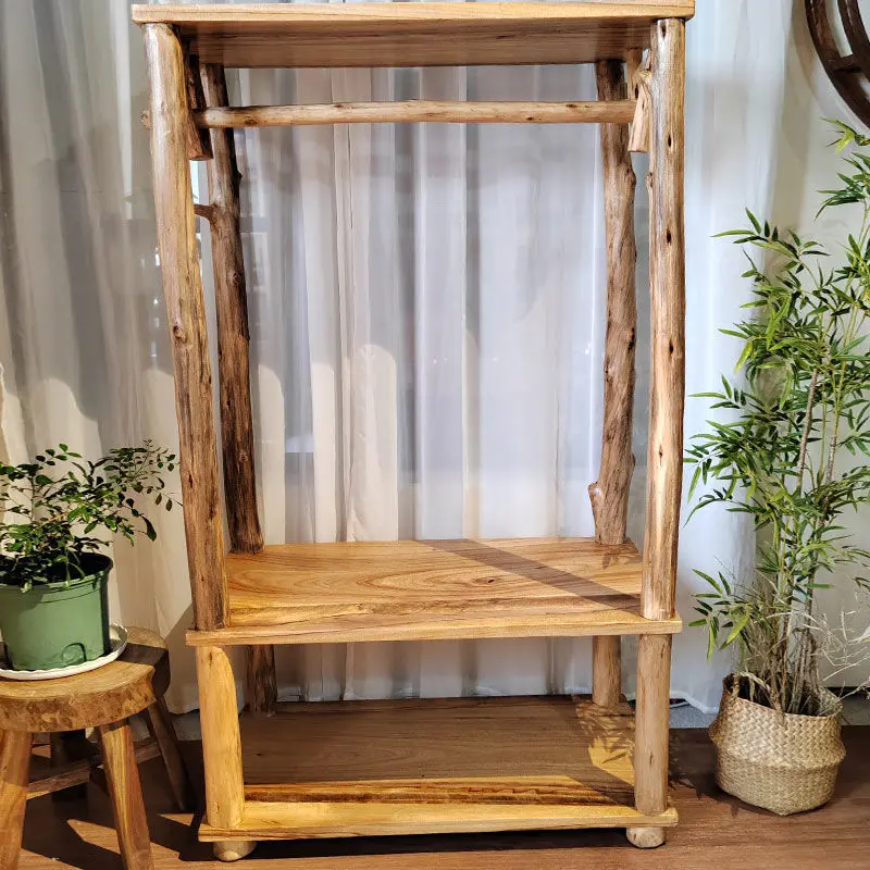 Wabi Sandy Wind All Solid Wood Floor Hanger Living Room Bedroom Coat Rack Shelf