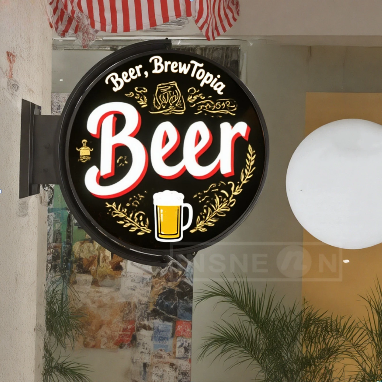 Custom 360 Rotating Light Box Led Sign Outdoor Business Acrylic Signage Illuminated Signboard Waterproof House Shop Logo