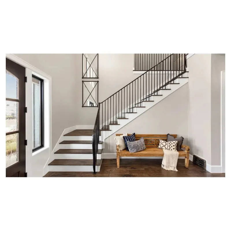 custom.Prima High Quality Solid Wooden Staircase Aluminum Handrail Glass Balustrades Modern Design Durable Easy Install Indoor U