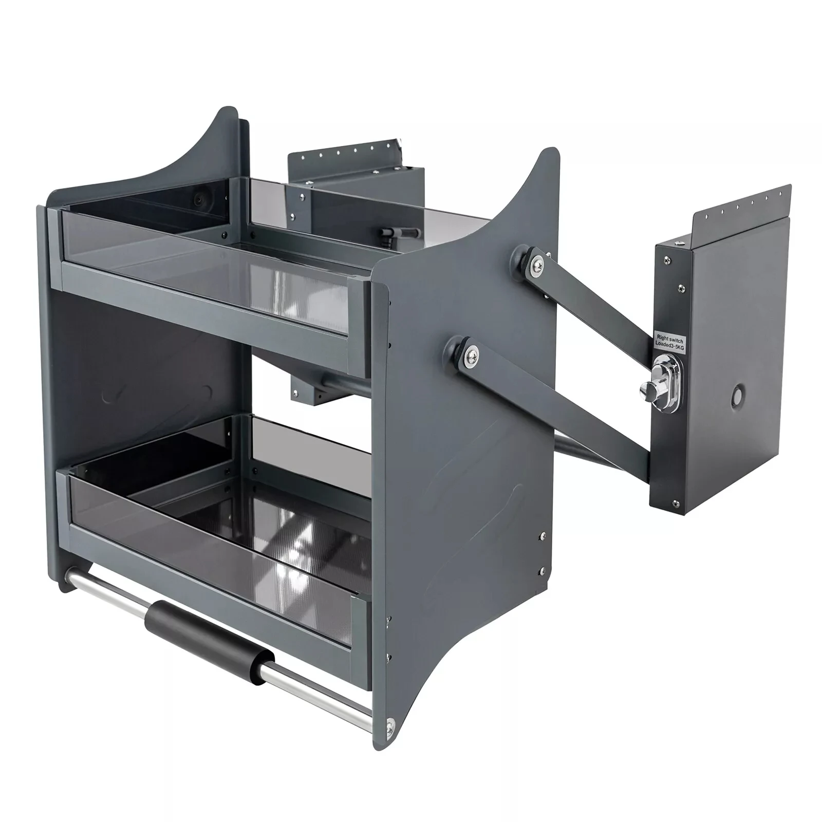Pull-Out 2-Tier Shelf - Drop Down & Lift Mechanism for Kitchen Cabinet