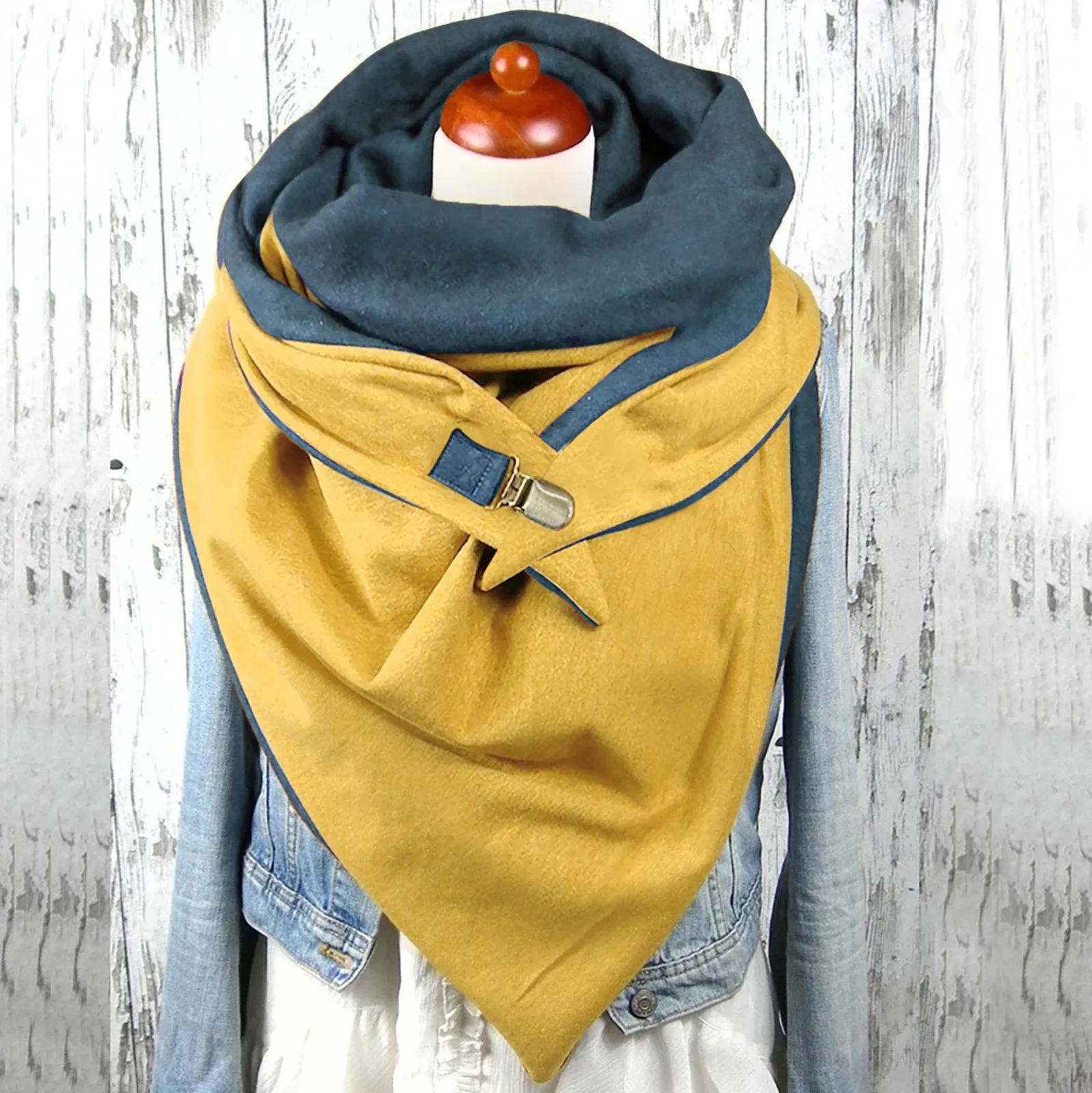 

Vintage Casual Warm Scarves With Button Women's Hijabs Women's Scarves Scarf Shawl Solid Color Women's Square Scarves Hijab