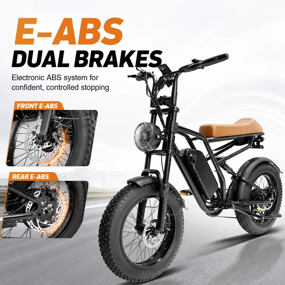 750W Fat Tire Electric Bike for Adults, 48V 15.6Ah E-Bike with 3 Riding Modes & 5 PAS Levels, Shimano 7-Speed, Full Suspension, E-ABS Brakes, 20"x4" Retro All-Terrain Electric Bicycle (50km Range) image 4