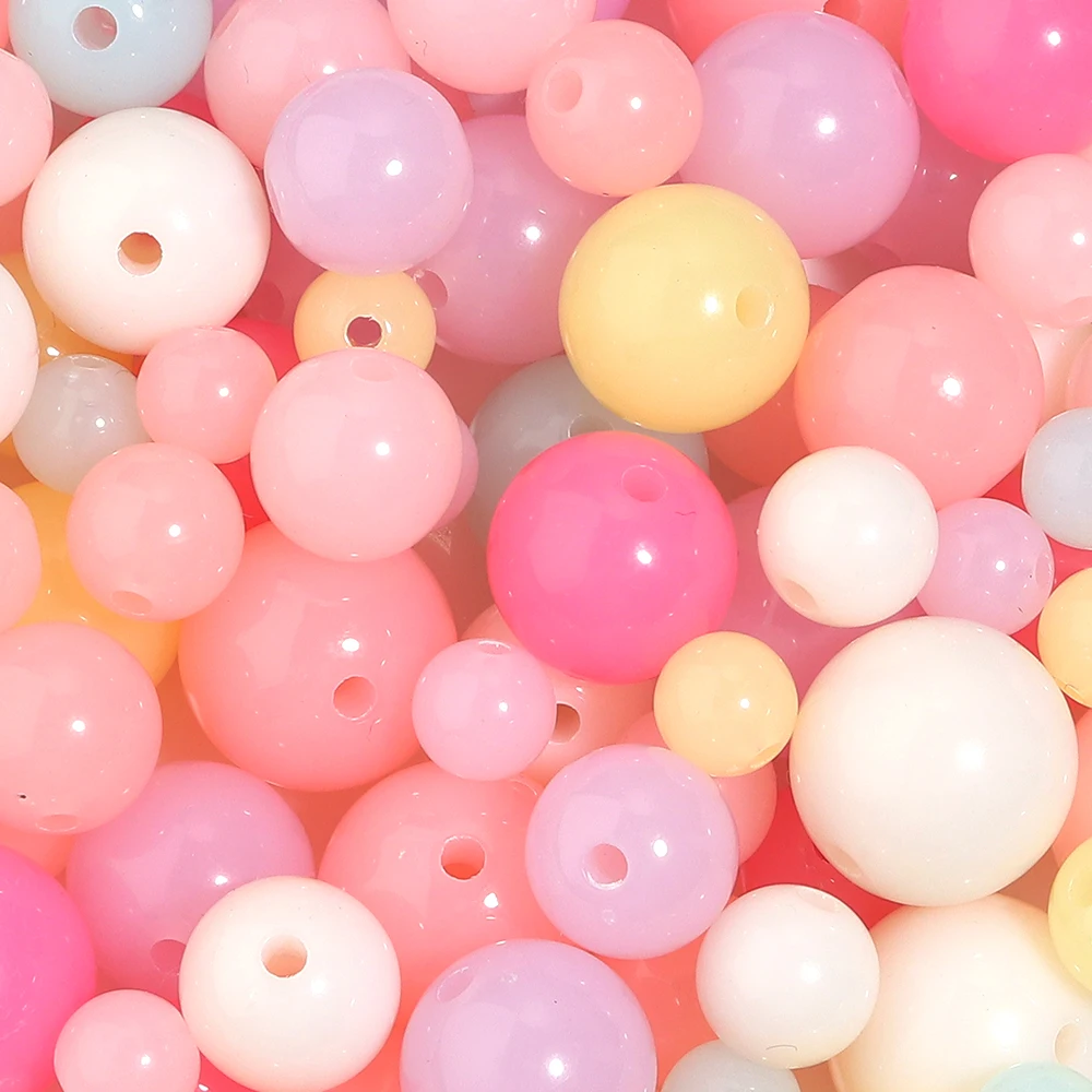 30-300pcs/lot Jelly Color Acrylic Beads Round Loose Spacer Bead For Jewelry Making DIY Necklace Bracelet Accessories