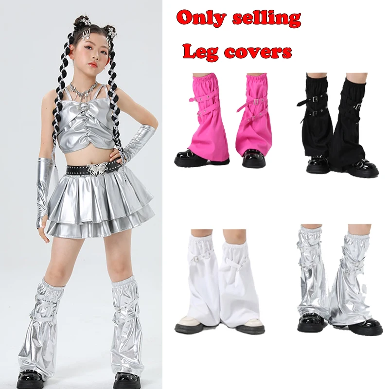 Accessoires de danse Jazz pour enfants, couvre-jambes en argent brillant, vêtements de spectacle de danse Hip Hop, couvre-bottes de danse de rue