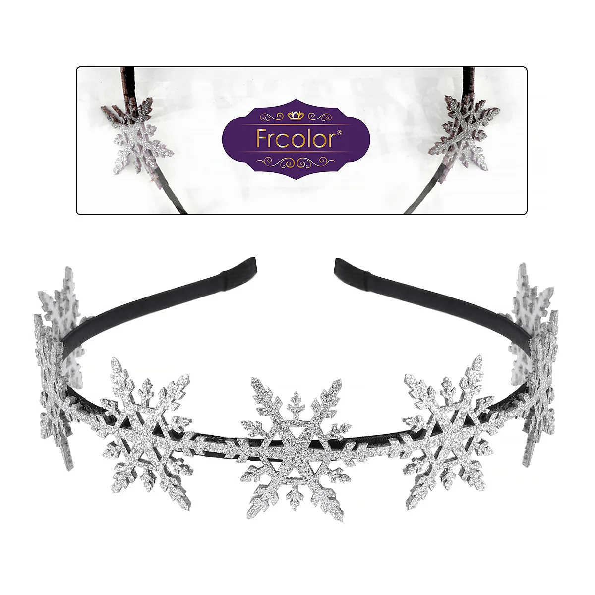 

1Pcs Silver Christmas Hair Band Glitter Snowflake Design Headwear Non-Deformation Festival Party Costume Accessory Gift
