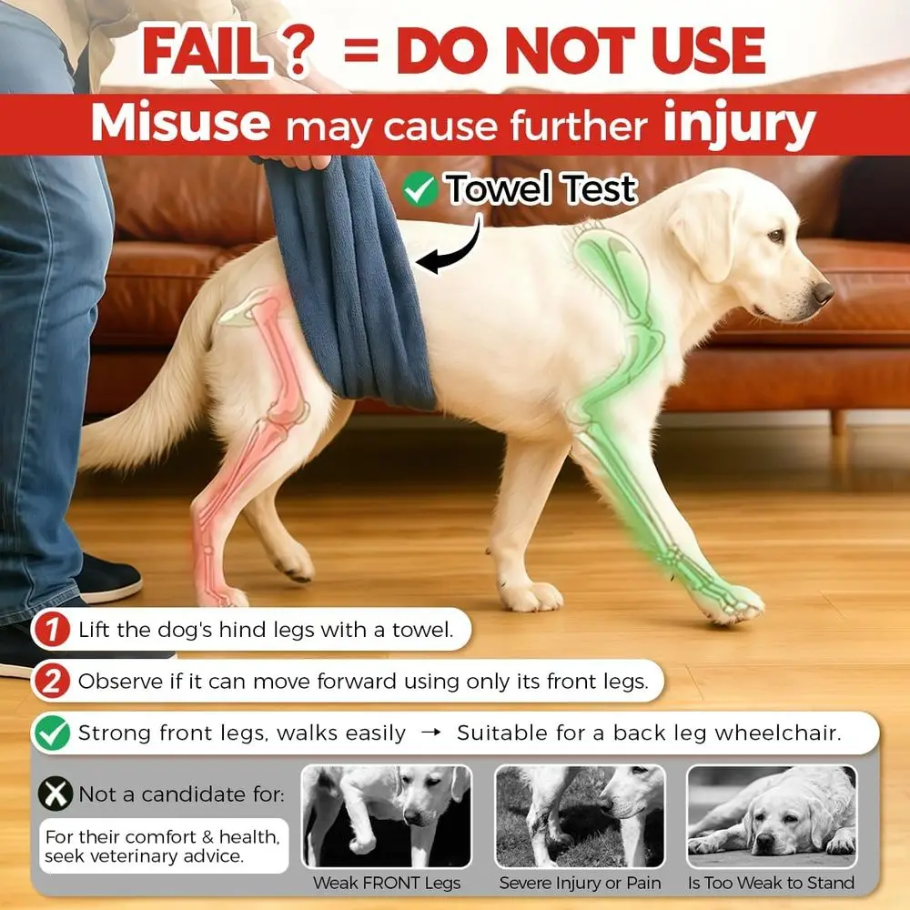 Sedia a rotelle impermeabile regolabile per cani di taglia grande e piccola con luci a LED, guinzaglio e ruote regolabili ad angolo per disabili B