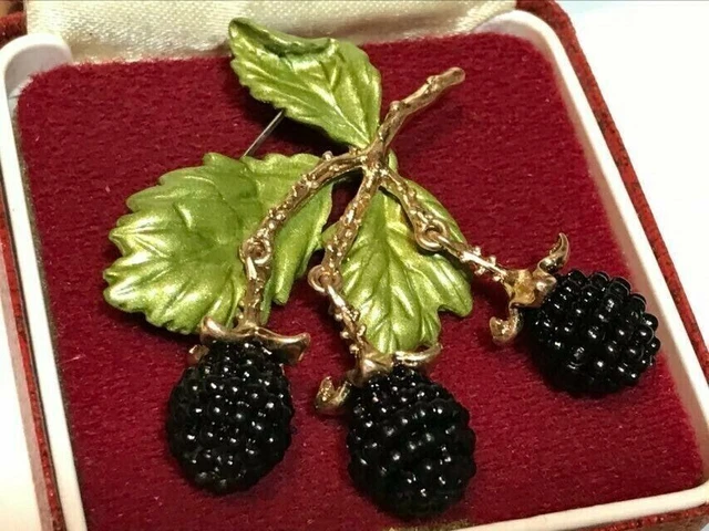 Vintage Art Style Realistic Blackberries Fruit Articulated Brooch Jewellery AliExpress
