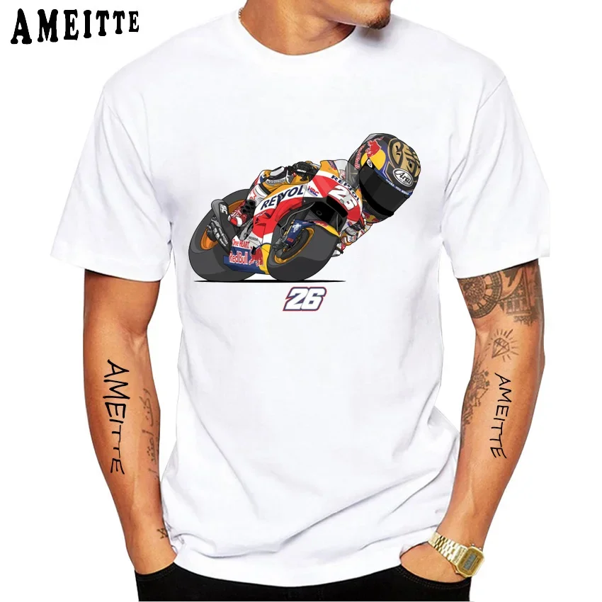 Dani Pedrosa #26 Classic T-Shirt New Summer Men Short Sleeve GS Adventure Motorcycle Sport Casual Boy White Tees Tops