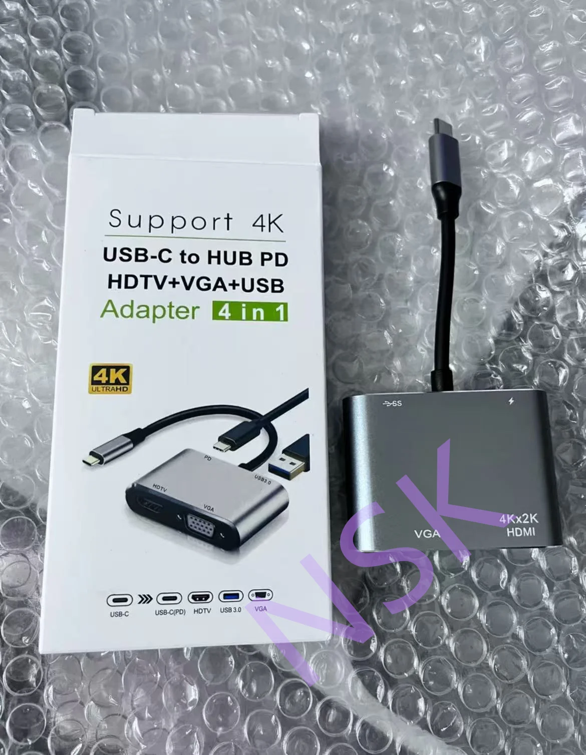 New 4K Type-C to HDMI+VGA+USB+DP 4-in-1 Adapter