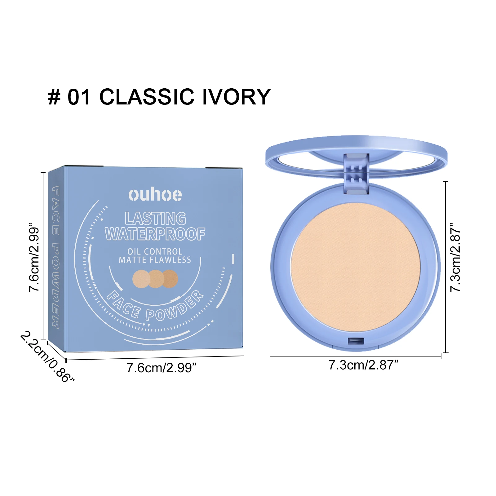 OUHOE Breathable Set Powder Long-Lasting Waterproof Sweat-Proof Easy to Remove Natural Look Light Weight Makeup Setting Powder