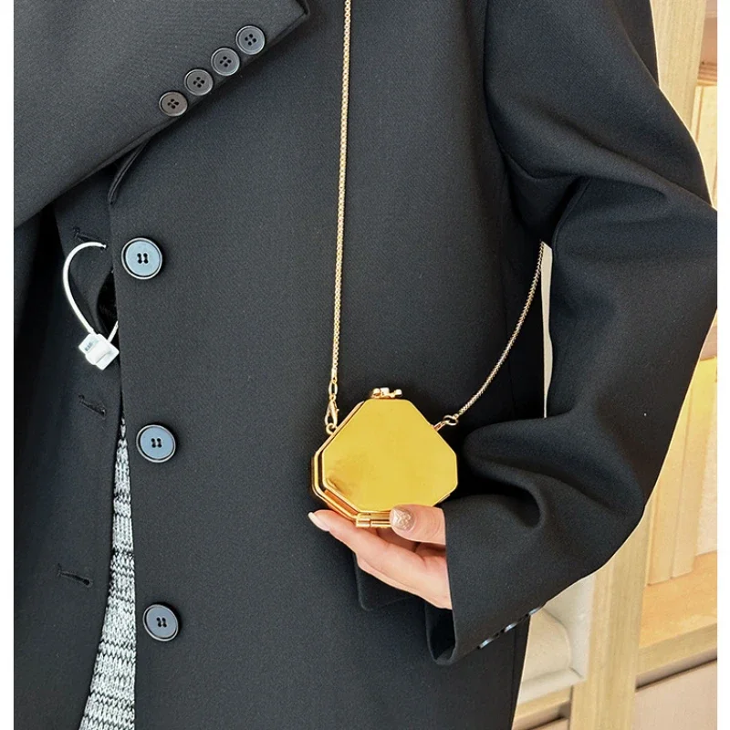 Fashion Acrylic Dinner Bags for Women Gold Silver Mouth Red Envelope Cute Headphone Bag Chain Bar Mini Shoulder Bag