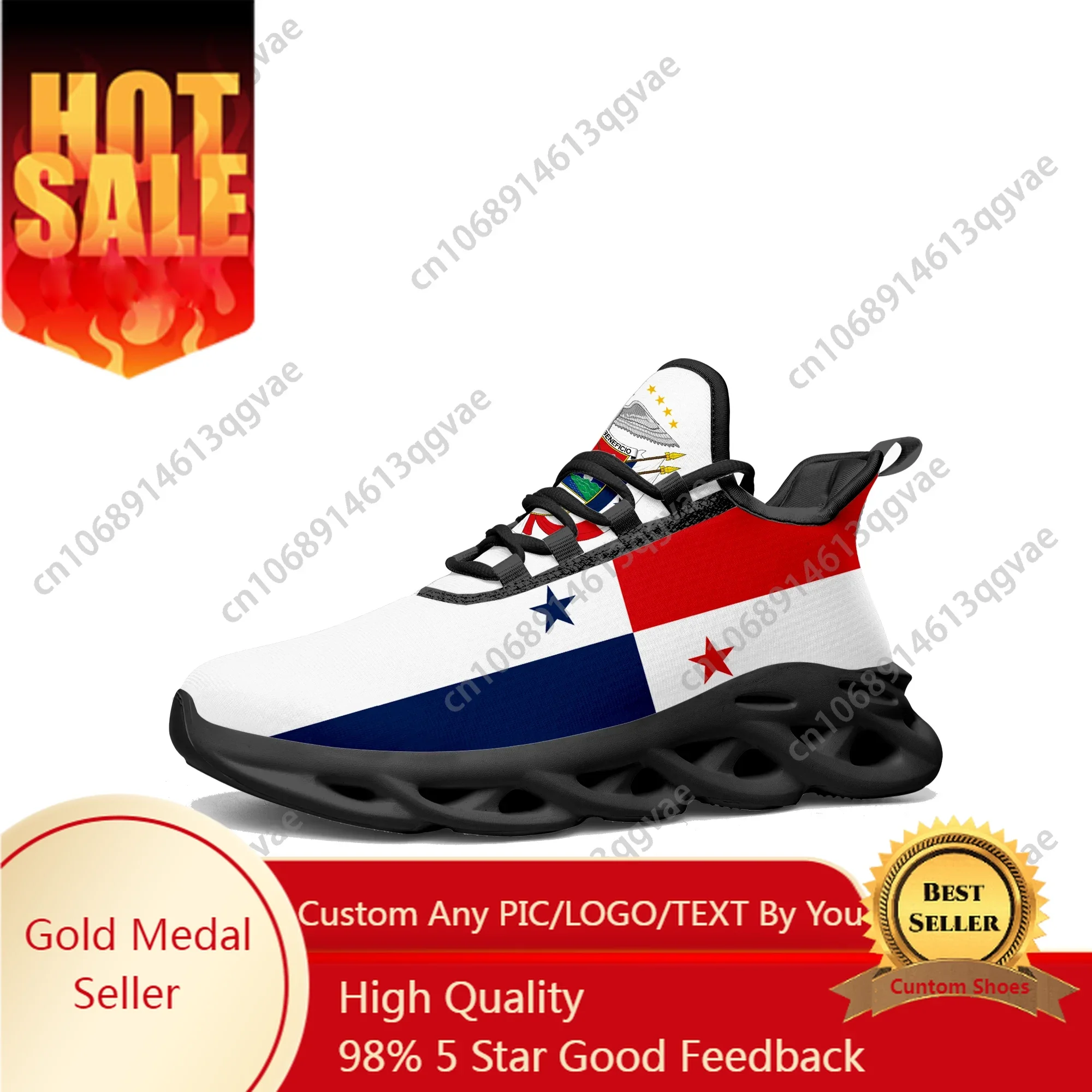 

Panamanian Flag Flats Sneakers Mens Womens Aaron Sports Running Sneaker Lace Up Mesh Footwear Panama Tailor-made Shoe Black