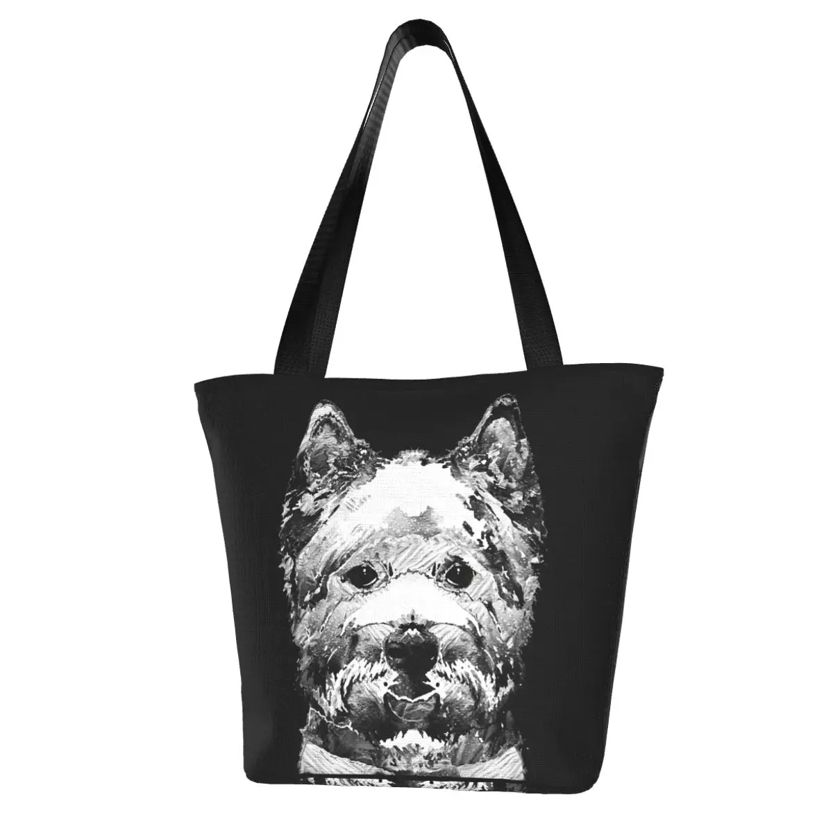 West Highland White Terrier Shopping Bag Gifts Stylish Handbag Polyester Shopping Woman Bags