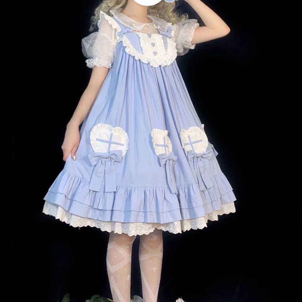 فستان لوليتا بلون سادة فستان لطيف شبح لوليتا فستان jsk فساتين تنورة بحمالات للنساء 2025 مقاس عادي #5