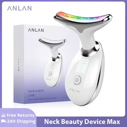 ANLAN Nuevo Cara Cuello belleza Dispositivo Luz de 7 colores Limpieza profunda Compresa caliente para rejuvenecer la piel Masajeador reafirmante para rostro y cuello