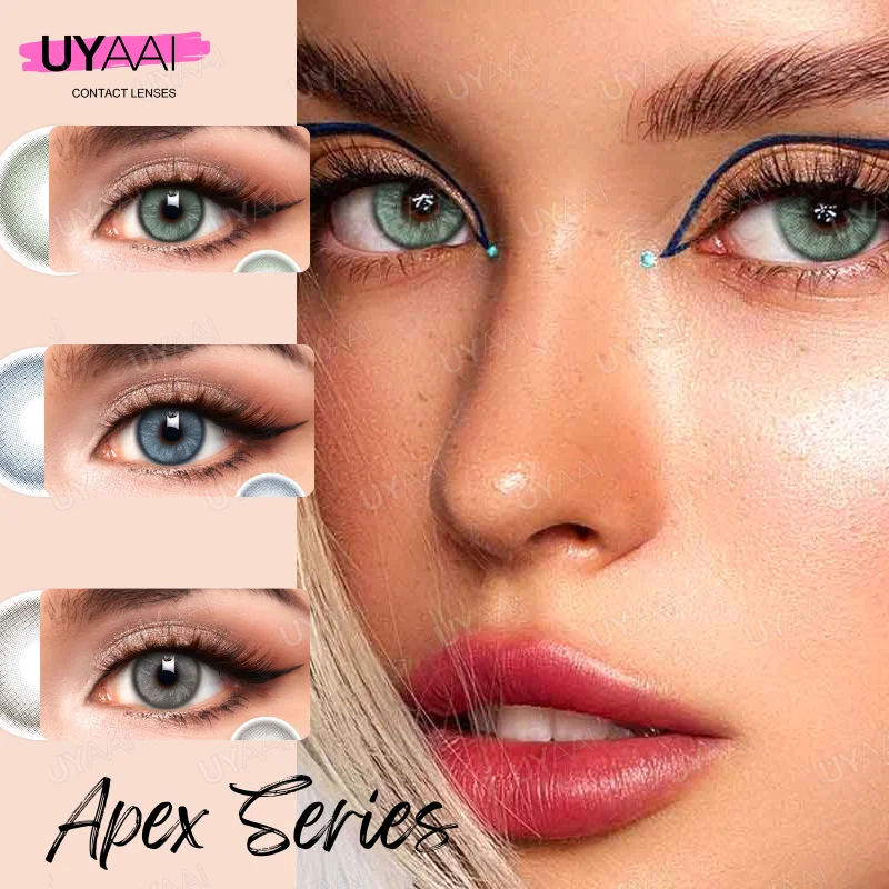 UYAAI lentes de contacto de Color verde, lentillas de colores naturales, cosméticos, 1 par