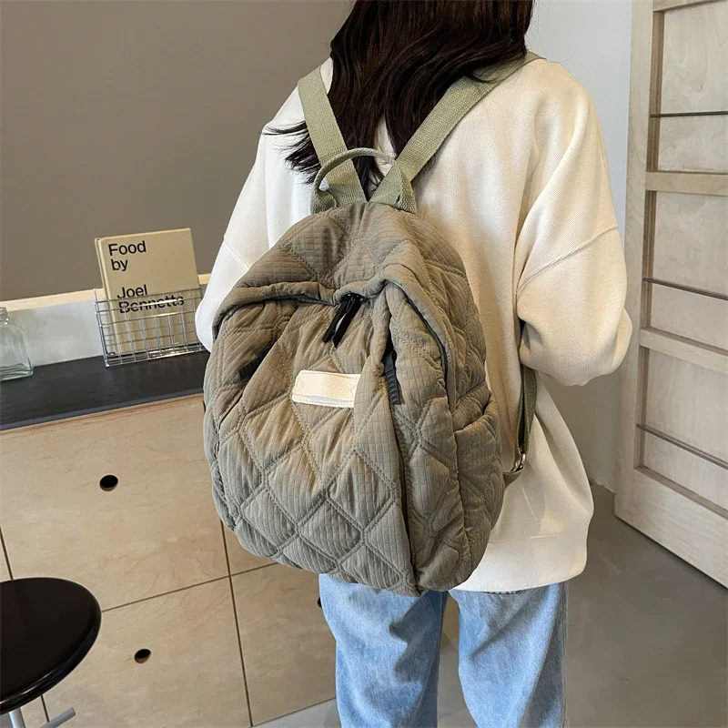 Meninas moda tendência leve algodão sacos de viagem para ultraleve inverno espaço quente para baixo mochila feminina escola mochila sacos