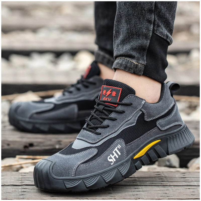 big size men casual breathable steel toe cap shoes summer working boots worker safety sneakers tooling security footwear protect