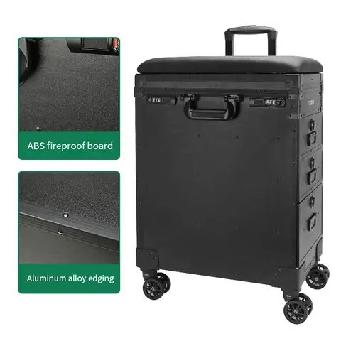 TAIDU Suitcase Tattoo With Three Drawers Tattoo Machine Suitcase Large Storage Space Tattoo Travel Case PU ABS Tattoo Equipment
